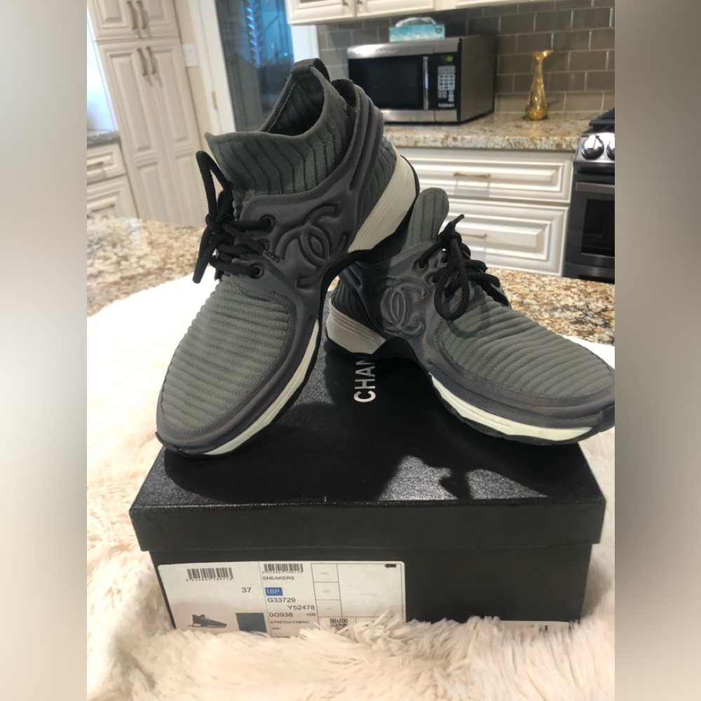 100% Authentic CHANEL Sneakers Size 37 (US 6.5/7) | Gray